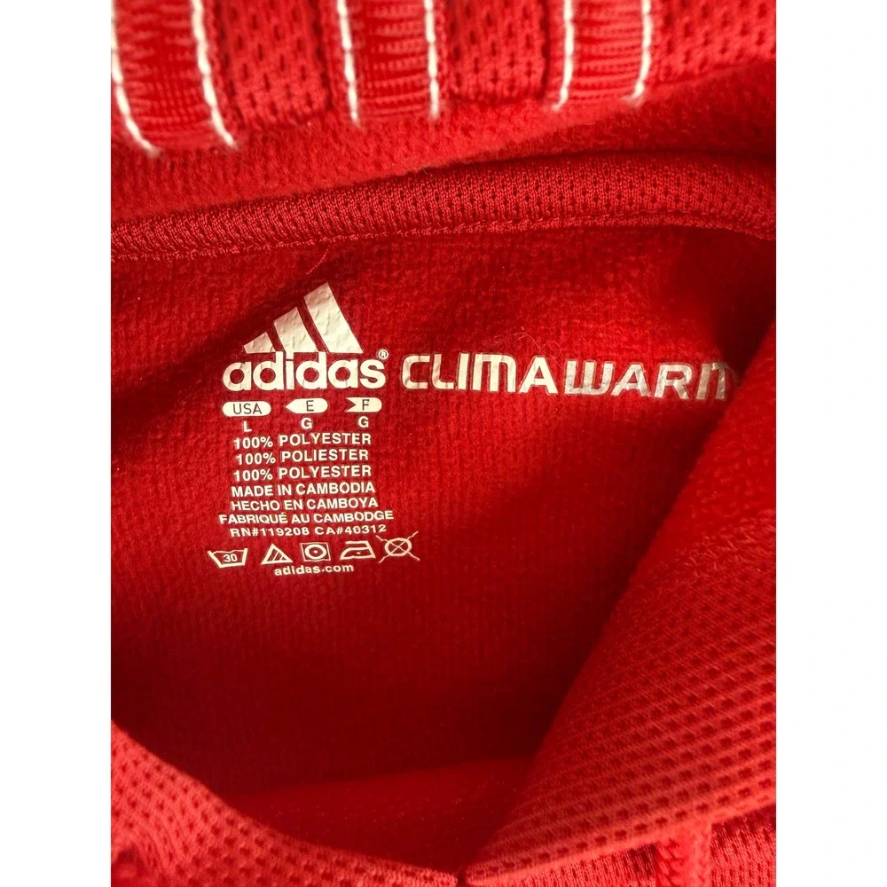 Adidas Wisconsin Badgers Hoodie Mens Large Red ClimaWarm Pullover‎ 8809A